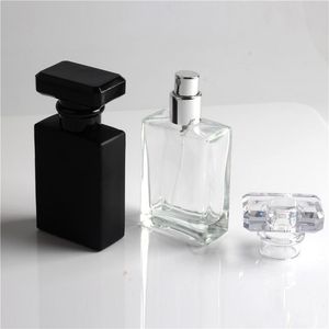 50ml Clear Black Portable Glass Perfume Spray Bottles Empty Cosmetic Containers With Atomizer For Traveler JXW467