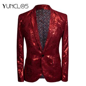 YUNCLOS 2019 Männer Slim Fit Blazer Mode Hochzeit Party Anzug Jacken Herren Elegante Rose Print Blazer Jacken masculino