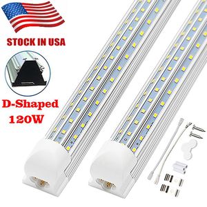 Free Shipping 4FT. 5FT. 6FT. 8FT. 120W LED Tube Lights T8 Integrated Bulb with parts V shaped 270 angle 85-277V Cooler shop lights