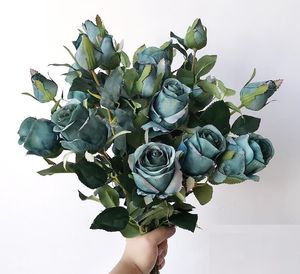 결혼식 꽃다발 웨딩 장식 꽃 66cm 높이 6 색 진짜 터치 인공 장미 꽃 실크 장미 꽃