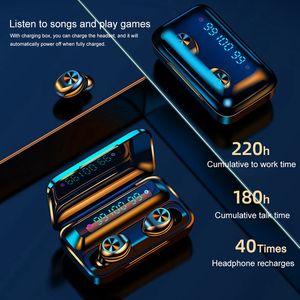 TWS Bluetooth 5.0 Earphones 1200mAh carregamento Box Wireless Headphone 9D estéreo Sports Waterproof Earbuds Fones de ouvido com microfone