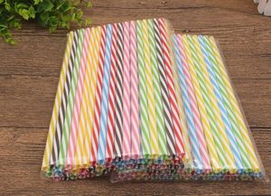 230mm Reusable plastic Straws Fit Colored Hard Plastic Striped Straws for 20 ounce 30 ounce mug Mason Jar 200pcs