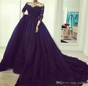 2019 Vintage Half Sleeves Lace Prom Dress South African Off Shoulders Ball Gowns Formal Holidays Evening Party Gown Custom Made Plus Size