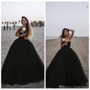 Gorgeous Black Prom Dresses Spaghetti Paski Linia Długość podłogi Tulle Ruched Plees Custom Made Formal Evention Party Gown Odzież
