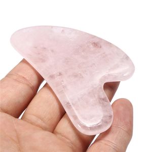 Natural Rose Quartz Gua Sha Board Pink Jade Stone Body Facial Eye Scraping Plate Acupuncture Massage Avkoppling Hälsovård C18122801