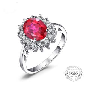 Anello di fidanzamento in argento sterling 925 con rubino rosso creato