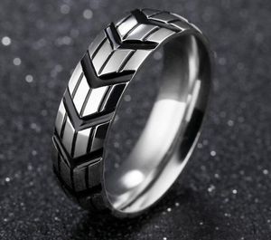 Europeisk och amerikansk kreativ bildäcktryck Mäns Ring Titanium Steel Peint Finger Ring Tide Male Ring