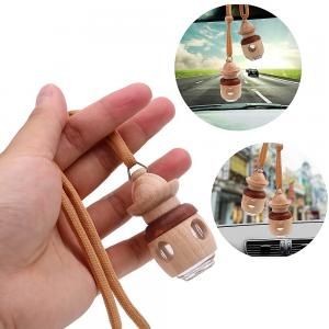 Air Freshener Fragrances Car Hanging Perfume Bottle Empty Glass Bottle Wooden Cap For Essential Oils Diffuser GGA1521