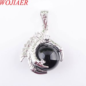 Wholesale jewelry claws resale online - WOJIAER Natural Dragon Claw Pendant Round Black Agate Stones Pendulum Necklace For Men Women Jewelry Reiki Amulet Gift N3112