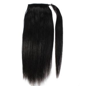 Brazilianrmey bone Coda di cavallo umana Straigt 120g Coda di cavallo completa Estensione dei capelli vergini ClipIn Real Silky Straight doppia cuticola cruda allineata