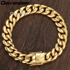 Miami Curb Bracciale da uomo cubano Catena Hip Hop Acciaio inossidabile 316L Argento Colore oro 8/12 / 14mm 9 pollici DHBM111