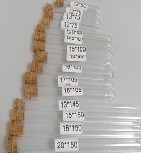 Plastic Test Tube With Cork Stopper 4-inch 15x100mm 11ml Clear ,Food Grade Cork Approved , Pack 100 , All Size Available In Our Store