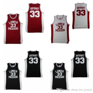 Мужские 33bryant Lower Merion High School Jersey Ed Red White Black Баскетбольные майки Бесплатная доставка S-3XL