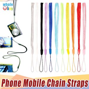 1000pcs/lot Nylon wrist hand cell phone mobile chain straps keychain Charm Cords DIY Hang Rope Lariat Lanyard