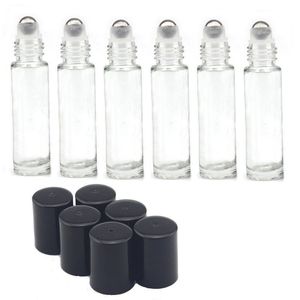 Hot 700pcs lot 10ml Empty Roll on Glass Bottles ESTAINLESS STEEL ROLLER] Clear-10ml Refillable Color Roll On for Fragrance Essential Oil