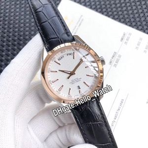 New Aqua Terra 150m Day-Date 231.53.42.22.02.001 Automatic Mens Watch White Texture Dial Rose Gold Case Leather Strap Watches Hello_Watch