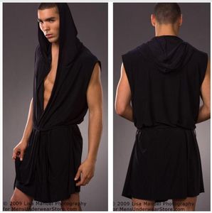 Black Ice Silk bathrobes for men Gay Loungewear nightgown robe sets sexy kimono bath robes mens sexy pajamas sleepwear