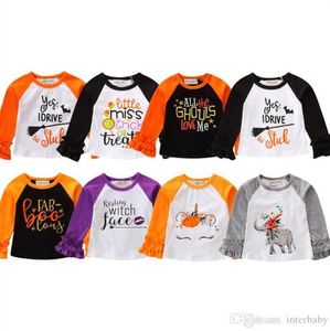 Bebek Ruffles Bluz Halloween Kız Gömlek Bebek Kız Tişörtlü Uzun Kollu Çocuk Cadılar Bayramı Giyim Çocuk Giyim 8 AYP6274 Tasarımları Tops