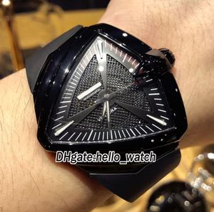 Cheap New PVD Black Steel Case 46mm H24615331 Ventura XXL A2824 Automatic Black Mesh Dial Mens Watch Black Rubber Strap Luxury Watches
