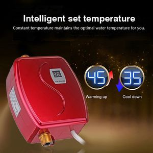 Enkel installera vattenpanna Elektrisk vattenvärmare 3800W mini Instant uppvärmning LED Display Elektrisk varmvattenberedare Läckskydd Kök