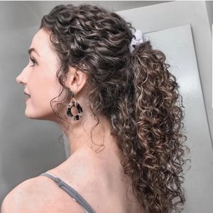 120g Clip in Ponytail Extension Naturalne Czarne Brązowe Kinky Grube Kręcone Włosy Puszysty Pony Ogona Owinia