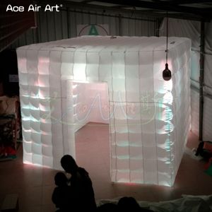 고품질 3x3x2.5m LED 조명 팽창 식 휴대용 사진 부스 빛나는 큐브 텐트 1 도어 에이스 에어 아트