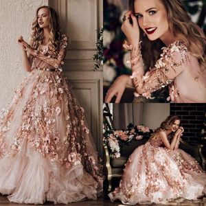 Luxury Evening Gowns One Shoulder Long Sleeves Elie Saab Formal Dress A Line Floor Length 3D Appliqued Runway Fashion Gown With Sashes 4016