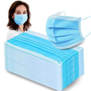 I lager ansiktsmask 3 lager öron-loop dammmaskor täcker 3-skikt non-woven engångs anti dammtät mjuk andningsbar utomhusdel