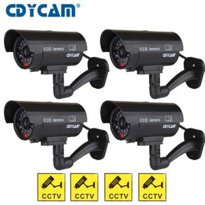 4 Stück (1 Beutel) gefälschte Dummy-Kamera, wasserdicht, CCTV-Kamera, Outdoor-/Indoor-Dummy-Fälschungskamera, Nacht-LED-Licht, Videoüberwachung