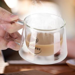 vendite Coppa Ufficio tazza di vetro a doppia parete isolante in vetro Coffee Garden Cafe casa resistente al calore tazza vetro tè del caffè latte Caffè tazza calda