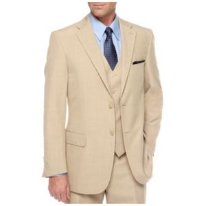 Latest Beige Mens Tuxedo Grooms Suit 2019 Two Button Notched Lapel Slim Fit Formal Business men suits Custom Made (Jacket+Vest+Pants+Tie)