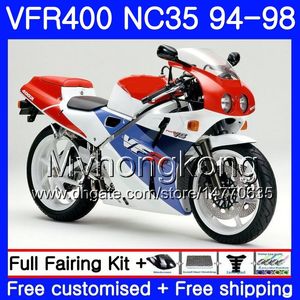 HONDA RVF400R V4 VFR400R için Kit 1994 1995 1996 1997 1998 270HM.28 VFR400 RVF VFR 400 R NC35 mavi kırmızı çerçeve VFR 400R 94 9596 97 98 Fairing