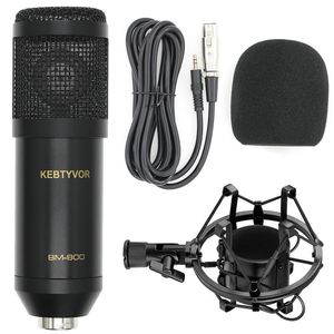 Professionell BM-800 BM800 Mikrofon Sound Recording Mikrofon med Shock Mount för radio Braodcasting Singing Free Sound Card