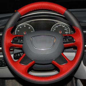 Coprivolante in vera pelle nera rossa cucito a mano fai da te per Audi A3(8V) A8(D4) Q7 Q3 Q5 A4(B8) A6(C7)