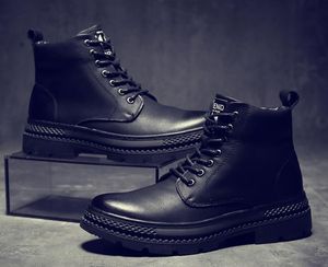 Free Shipping Men's Martin Boots Quality Men's Leisure Boots High Quality Black Leather High-top Rubber Anti-skid Martin Boots