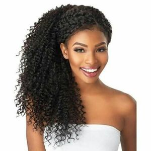 Kinky Cully Ponytail for Black Wome Natural Afro Curly Virgin Remy Hair 1ピース140gクリップPonytails 100％人間の髪