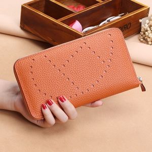 2018 Popolare Litchi Pattern Portafogli e portamonete da donna 100% vera pelle Portafoglio da donna lungo Portamonete Pochette Portamonete Y19052302