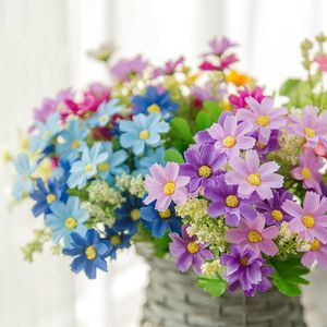 7 Gabeln Künstlicher Gerbera-Gänseblümchen-Blumenstrauß für Hausgarten-Dekoration DIY Hochzeitsbögen Wand Brautstrauß Flores