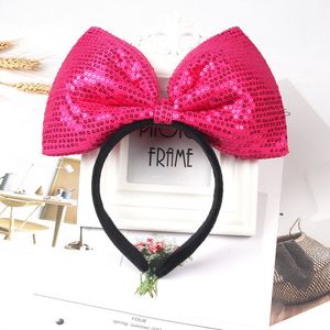 Big Square Bow Headband Sequins Söt Head Band Överdrivna Jul Halloween Mus Headbands Red Pink Gratis Ship 6pcs