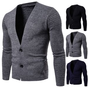メンズセーターメンズセーター3色のカーディガンスリム長袖ニットカジュアルスタイル男性アジアのサイズ