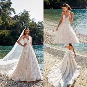 Eddy k 2019 Gelinlik Sevgiliye Backless Dantel Gelin Törenlerinde gelinlik da sposa Boho Bir Çizgi Gelinlik Ucuz