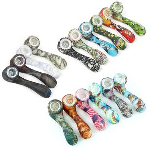 Smoking Pipes glow in the dark Silicone Hand Pipe with Glass Bowl Colorful Ultimate Tool Tobacco