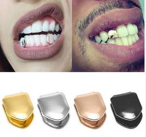 Bretelle Single Metal Tooth Grillz Oro argento Colore Dental Grillz Top Bottom Hiphop Denti Caps Gioielli per il corpo per donna Uomo Fashion Vampire