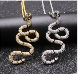 Luxury Design Jewelry Necklace Iced Out Snake Pendant Necklace Gold Silver Plated Mens Bling Chain WY195