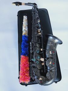 Japan Yanagisawa A Alto Saxofon E Flat Black Sax Alto Munstycke Ligatur Reed Neck Musical Instrument med läderlåda