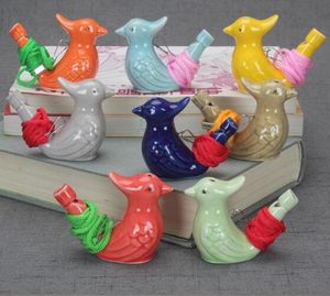 Free Shipping 100pcs/lot Bird Shape Whistle Children Ceramic Water Ocarina Arts And Crafts Kid Gift For Many Styles