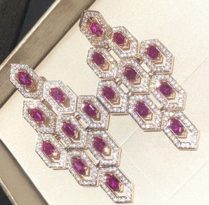Dangle Avize Kadınlar Elmas Yakut Küpe Klasik Parti Alt-Altın Malzeme Altın Kaplama S925 Ayar Gümüş Post Ince Jewelry1