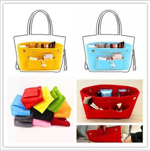 Felt tyg arrangör smink handväska lagring arrangör multifunktionell resa insats handväska bärbara kosmetiska påsar