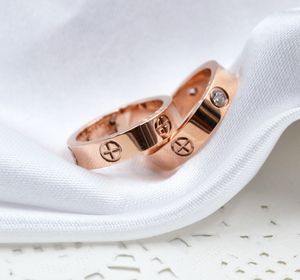 6mm titanium steel silver love ring men and women rose gold ring for lovers couple ring for gift