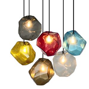 Simple Stone glass pendant light colorful indoor G4 LED pendant lamps The restaurant dining room bar cafe shop lighting Fixture lights